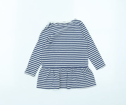 TU Girls Multicoloured Striped Cotton Fit & Flare  Size 18-24 Months  Round Neck