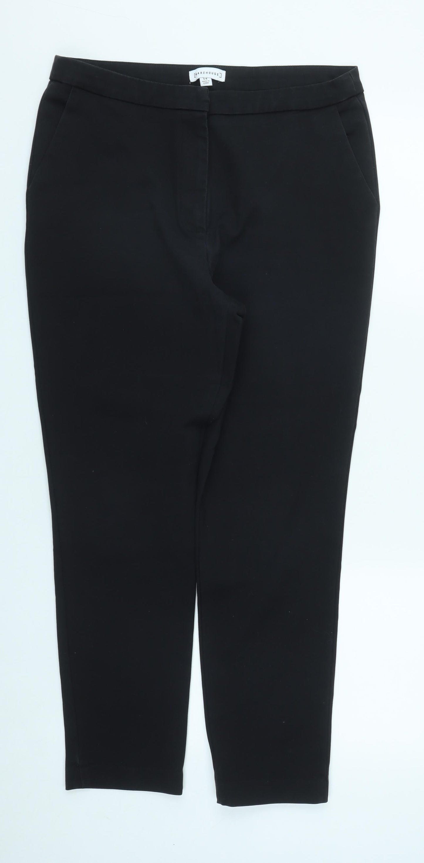 Warehouse Womens Black  Polyester Trousers  Size 14 L26 in Regular Zip