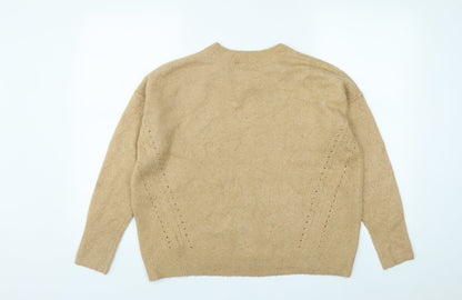 Topshop Womens Brown Round Neck  Acrylic Pullover Jumper Size 8