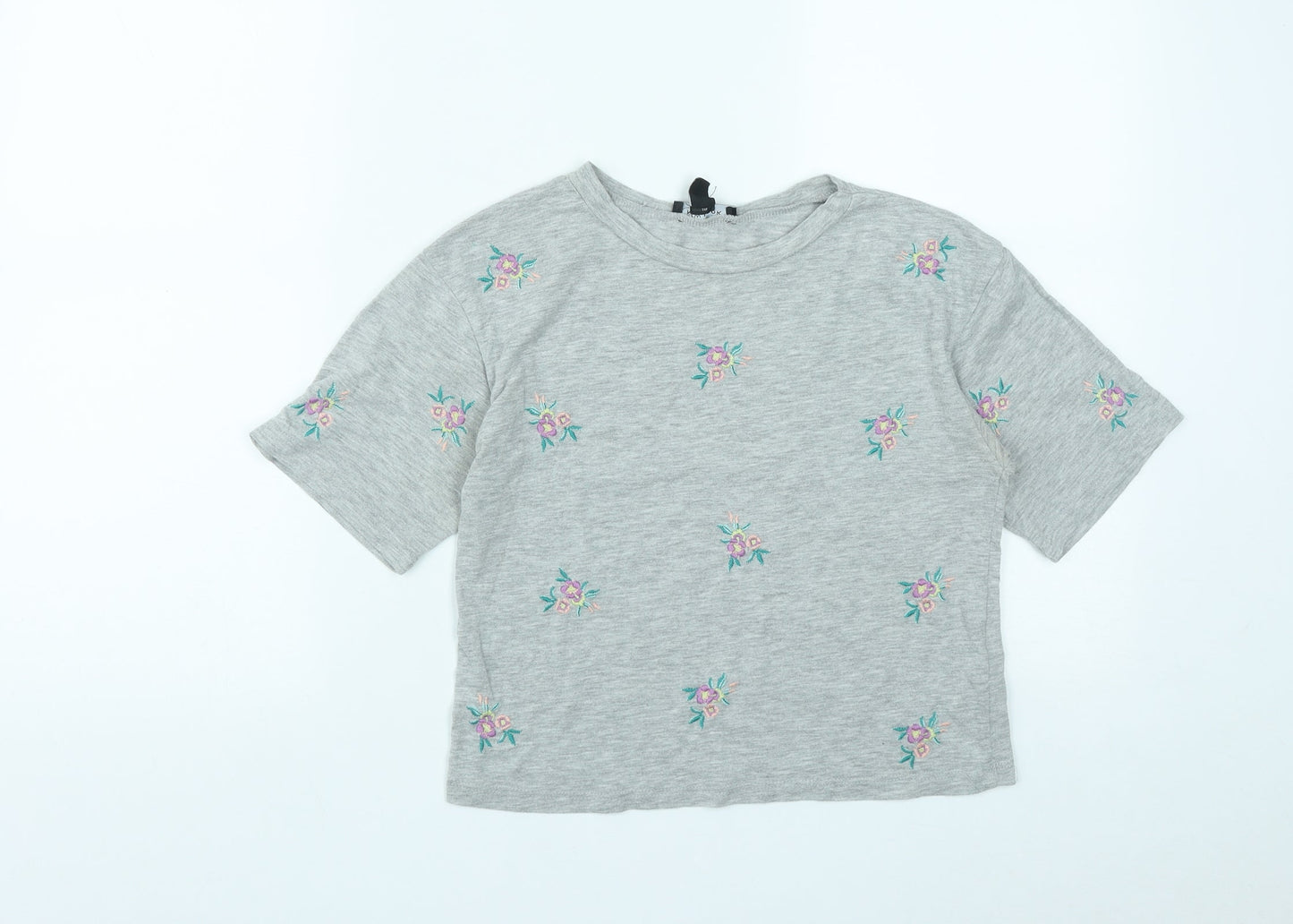 Womens UK Size 6 New Look Grey Basic T-Shirt