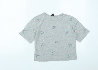 Womens UK Size 6 New Look Grey Basic T-Shirt