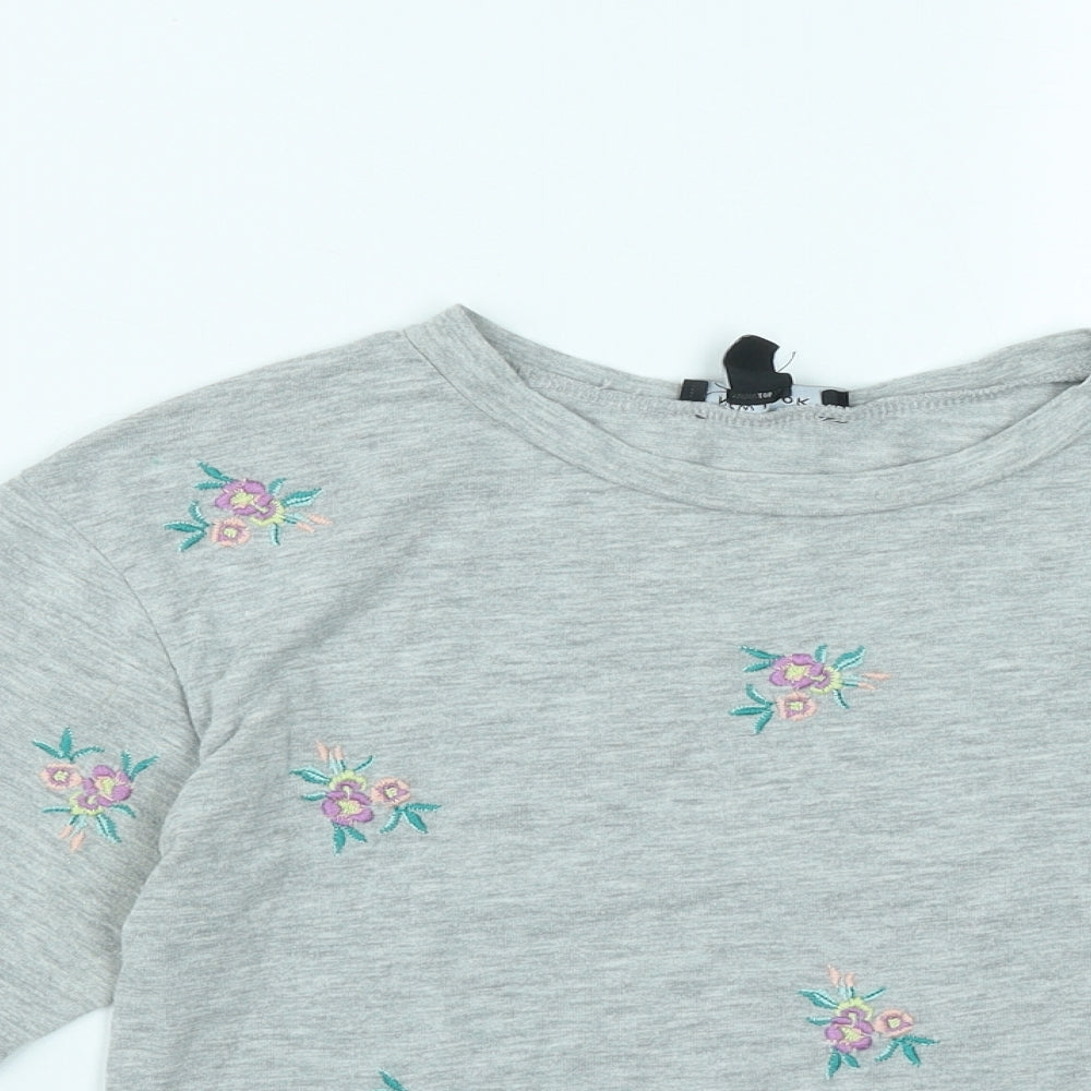 Womens UK Size 6 New Look Grey Basic T-Shirt