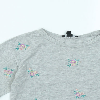 Womens UK Size 6 New Look Grey Basic T-Shirt