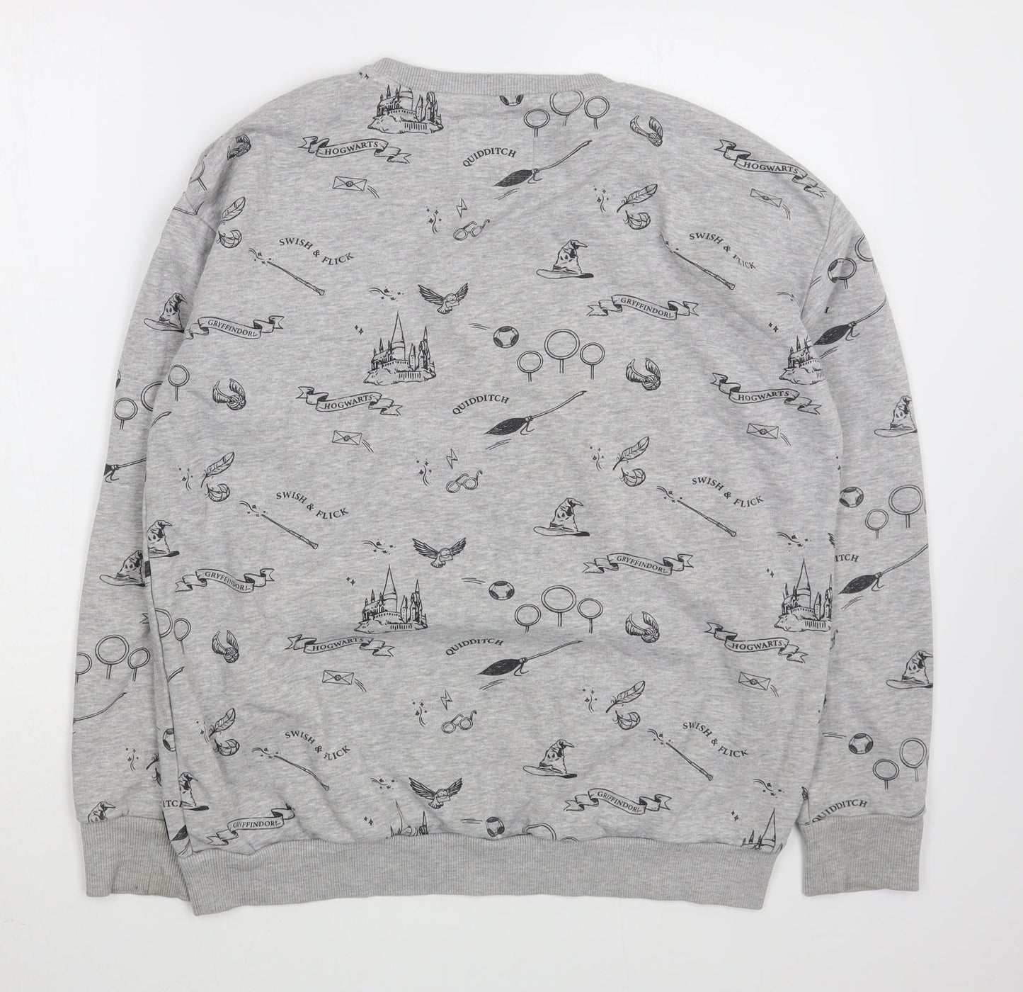 Marks and Spencer Girls Grey Geometric Cotton Pullover Sweatshirt Size 14-15 Years  Pullover