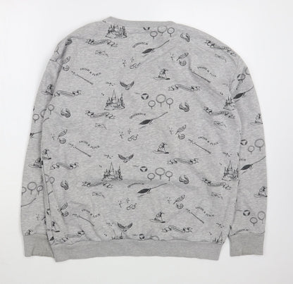 Marks and Spencer Girls Grey Geometric Cotton Pullover Sweatshirt Size 14-15 Years  Pullover