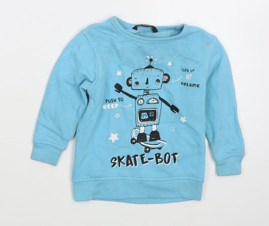 Geoge Boys Blue  Cotton Pullover Jumper Size 12-18 Months  Pullover