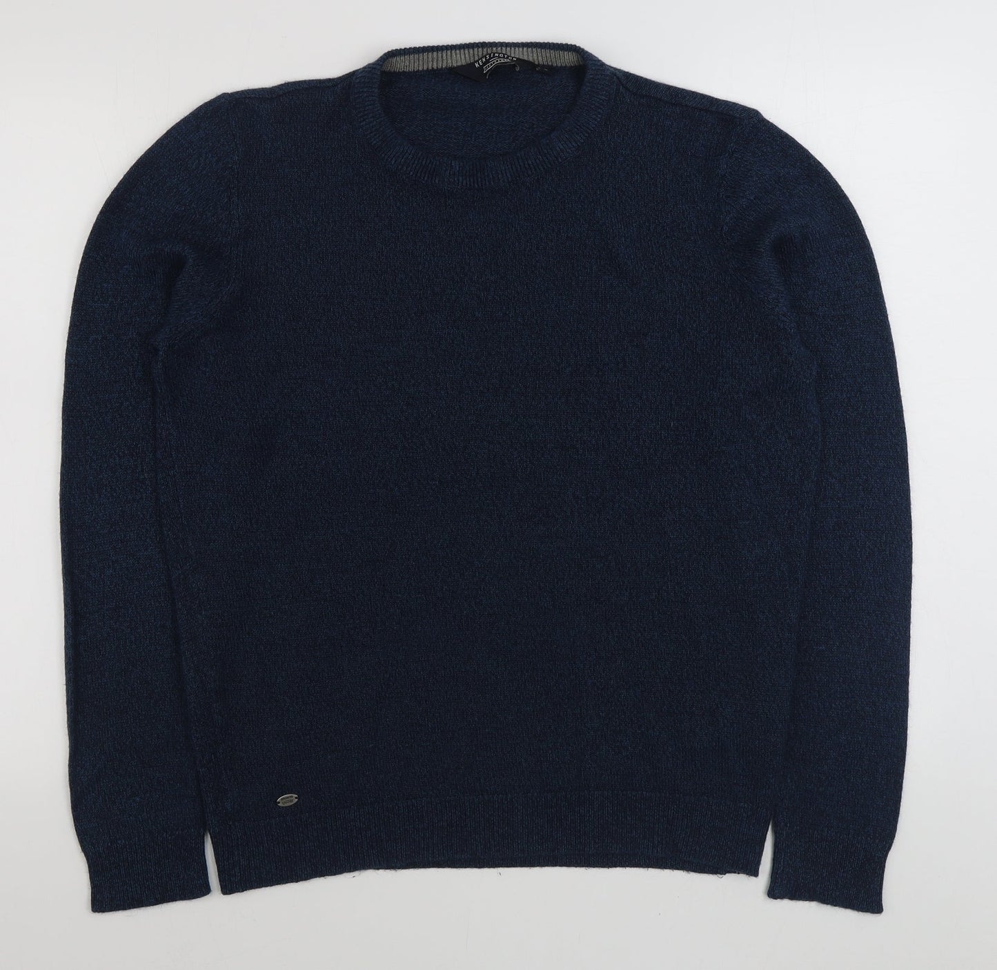Kensington Mens Blue Round Neck  Acrylic Pullover Jumper Size L