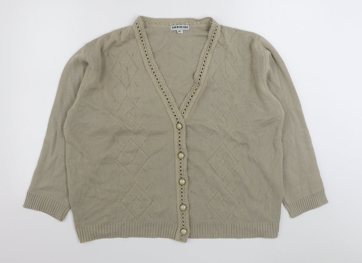 Womens UK Size M Exhibit Beige Cardigan Jumper