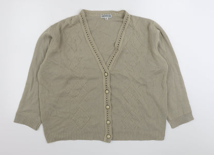 Womens UK Size M Exhibit Beige Cardigan Jumper