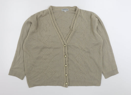 Womens UK Size M Exhibit Beige Cardigan Jumper