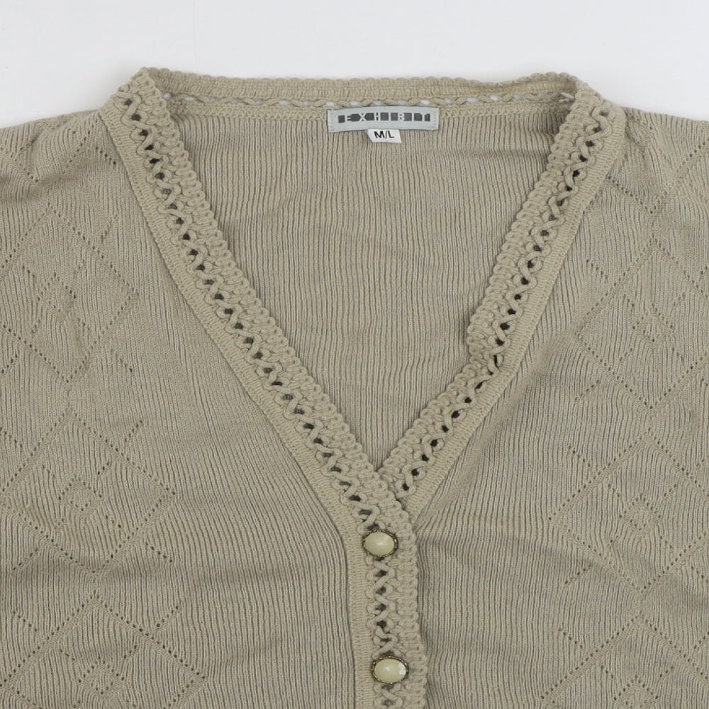 Womens UK Size M Exhibit Beige Cardigan Jumper