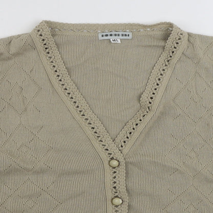 Womens UK Size M Exhibit Beige Cardigan Jumper