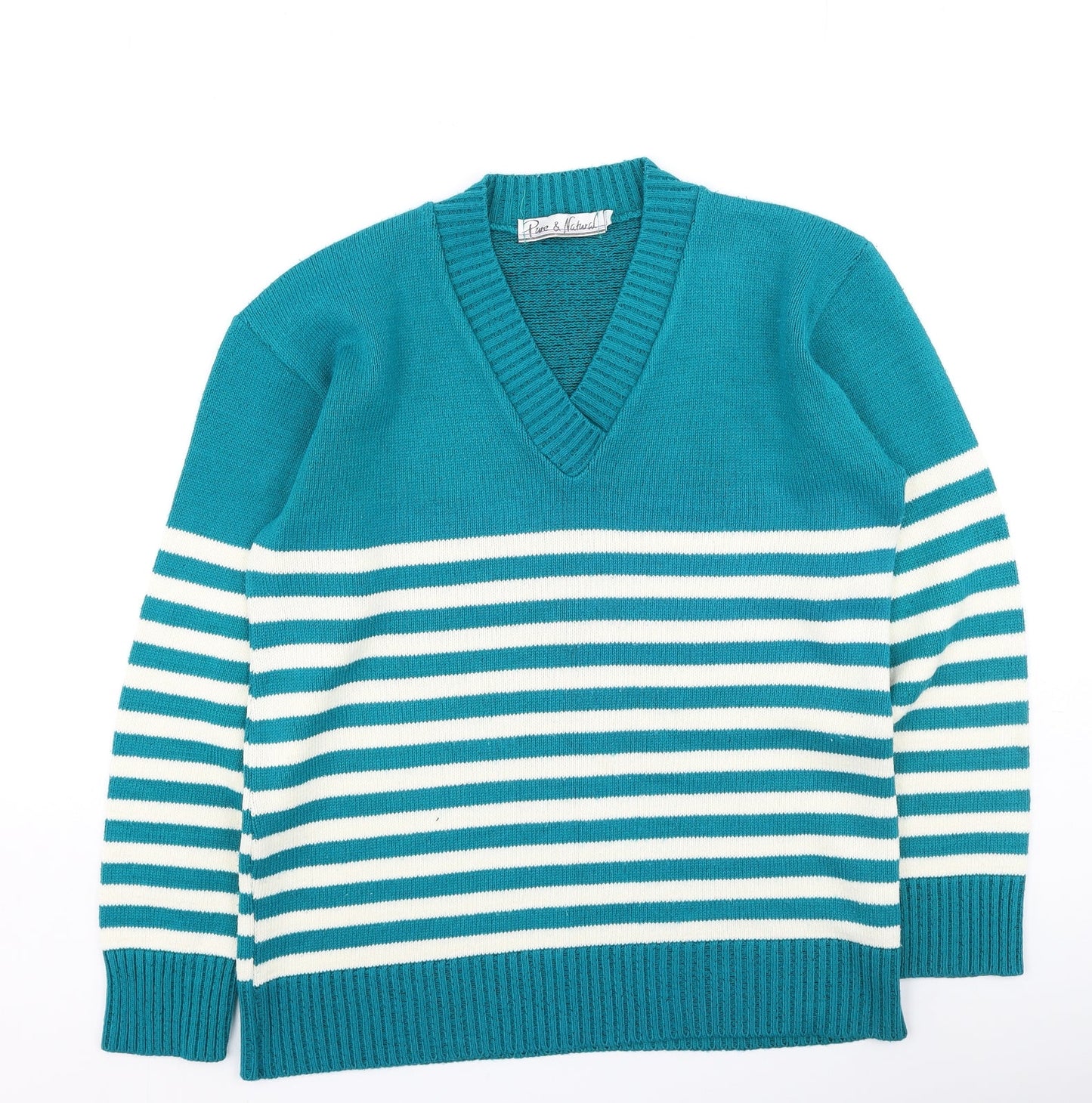 Womens UK Size S Pure & Natural Green Pullover Jumper
