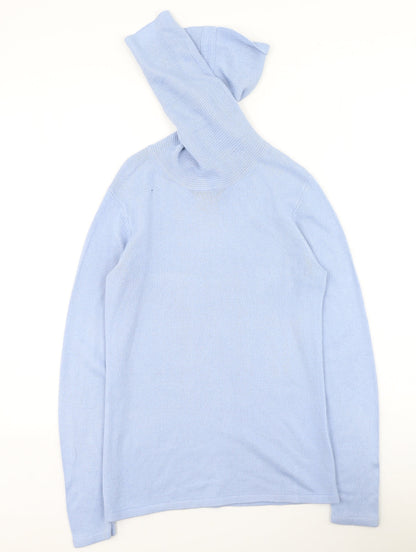 Emreco Womens Blue High Neck  Acrylic Pullover Jumper Size 10
