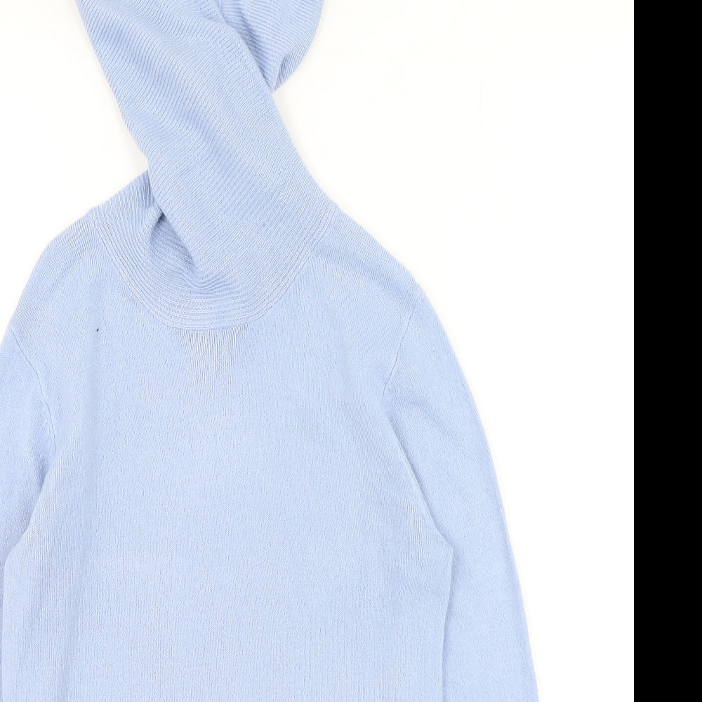 Emreco Womens Blue High Neck  Acrylic Pullover Jumper Size 10