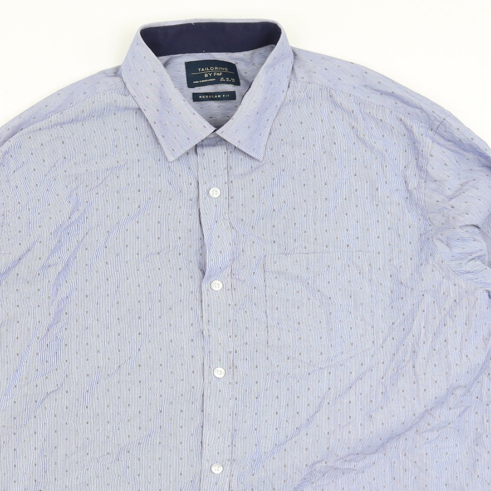 F&F Mens Blue  Cotton  Button-Up Size 42 Collared