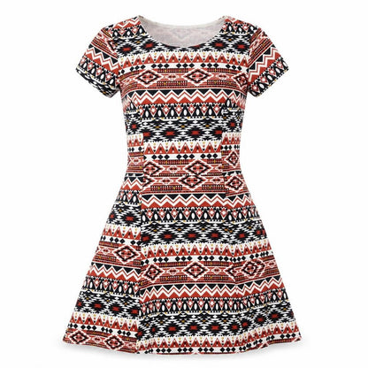 Divided Womens Multicoloured Geometric Polyester Fit & Flare  Size 6  Round Neck