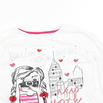 Dunnes Stores Girls White  Cotton Basic Casual Size 10 Years Round Neck  - Follow Your Dreams