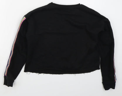 Primark Girls Black  Cotton Pullover Sweatshirt Size 12-13 Years  Pullover - Merci