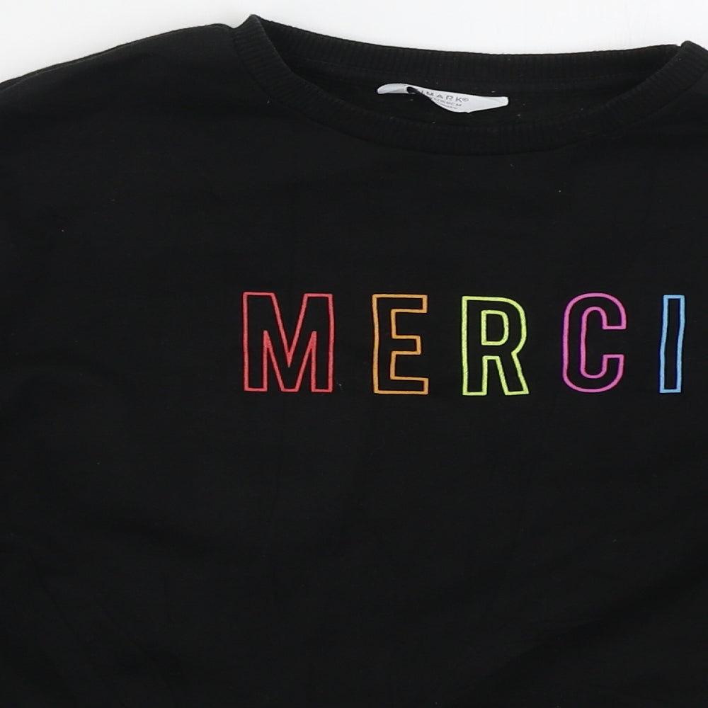 Primark Girls Black  Cotton Pullover Sweatshirt Size 12-13 Years  Pullover - Merci