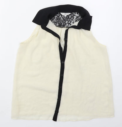 Womens UK Size 10 New Look Beige Basic Button-Up