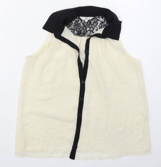 Womens UK Size 10 New Look Beige Basic Button-Up