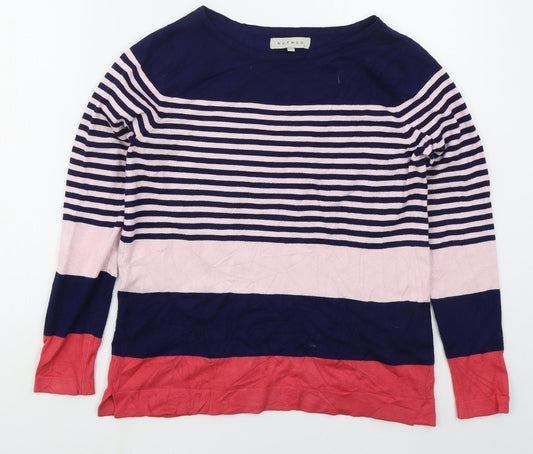 Nutmeg Womens Pink Boat Neck Striped Viscose Pullover Jumper Size 10