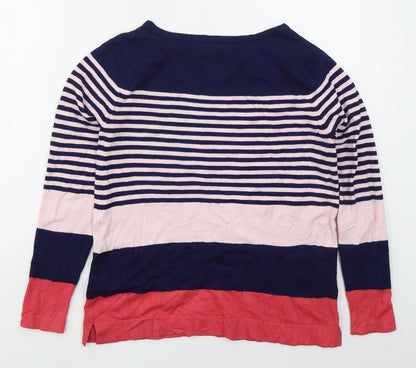 Nutmeg Womens Pink Boat Neck Striped Viscose Pullover Jumper Size 10