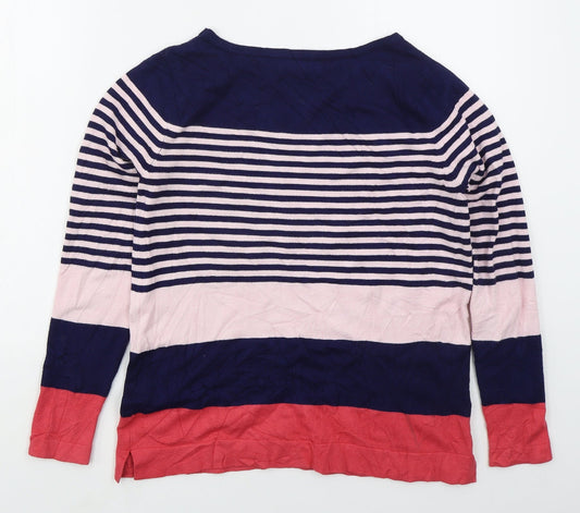 Nutmeg Womens Pink Boat Neck Striped Viscose Pullover Jumper Size 10
