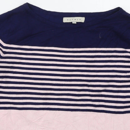 Nutmeg Womens Pink Boat Neck Striped Viscose Pullover Jumper Size 10