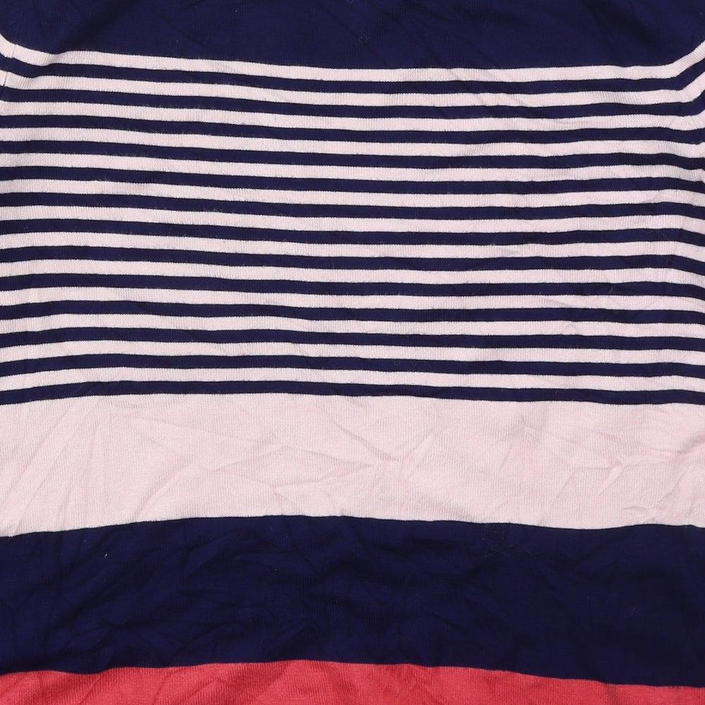 Nutmeg Womens Pink Boat Neck Striped Viscose Pullover Jumper Size 10
