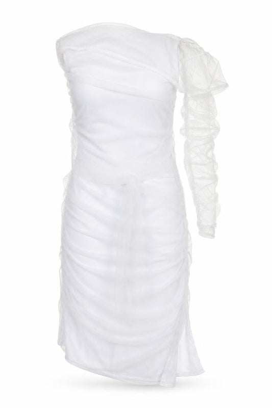 CBR Womens White  Polyester Bodycon  Size L  Off the Shoulder Zip