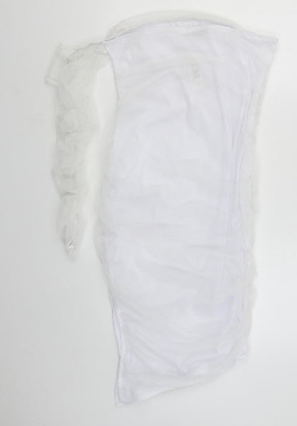 CBR Womens White  Polyester Bodycon  Size L  Off the Shoulder Zip