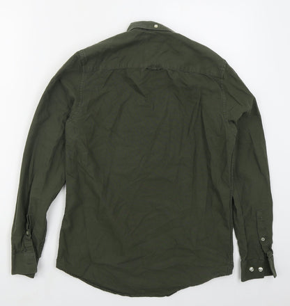 River Island Mens Green  Cotton  Button-Up Size XS Collared Button