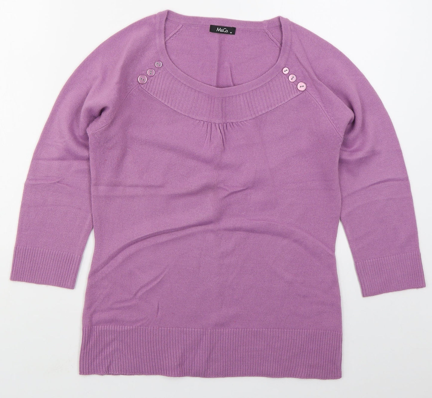 Womens UK Size M M&Co Purple Pullover Jumper