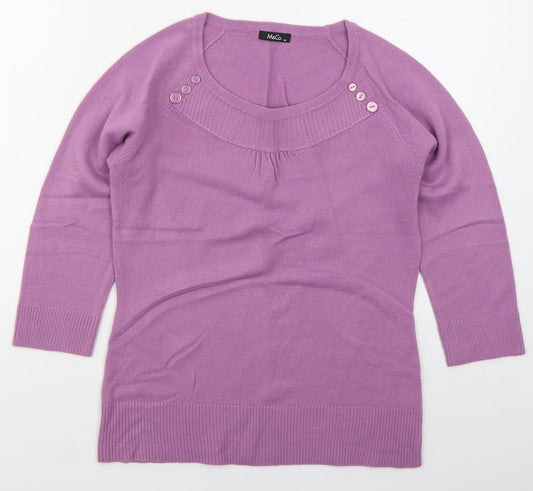 Womens UK Size M M&Co Purple Pullover Jumper