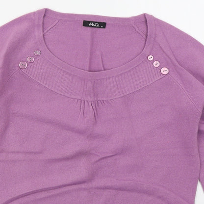 Womens UK Size M M&Co Purple Pullover Jumper