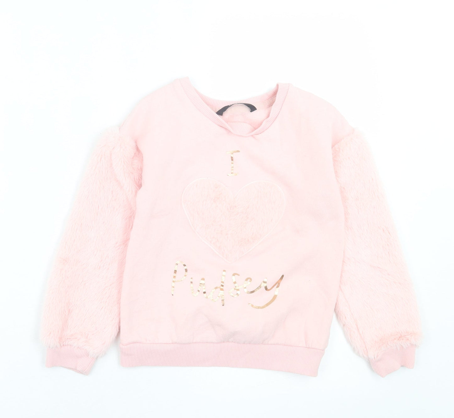 George Girls Pink  Cotton Pullover Sweatshirt Size 6-7 Years  Pullover - I Love Pudsey