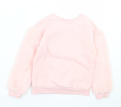 George Girls Pink  Cotton Pullover Sweatshirt Size 6-7 Years  Pullover - I Love Pudsey