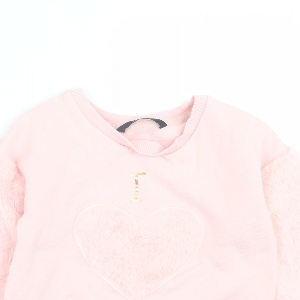 George Girls Pink  Cotton Pullover Sweatshirt Size 6-7 Years  Pullover - I Love Pudsey