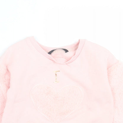 George Girls Pink  Cotton Pullover Sweatshirt Size 6-7 Years  Pullover - I Love Pudsey