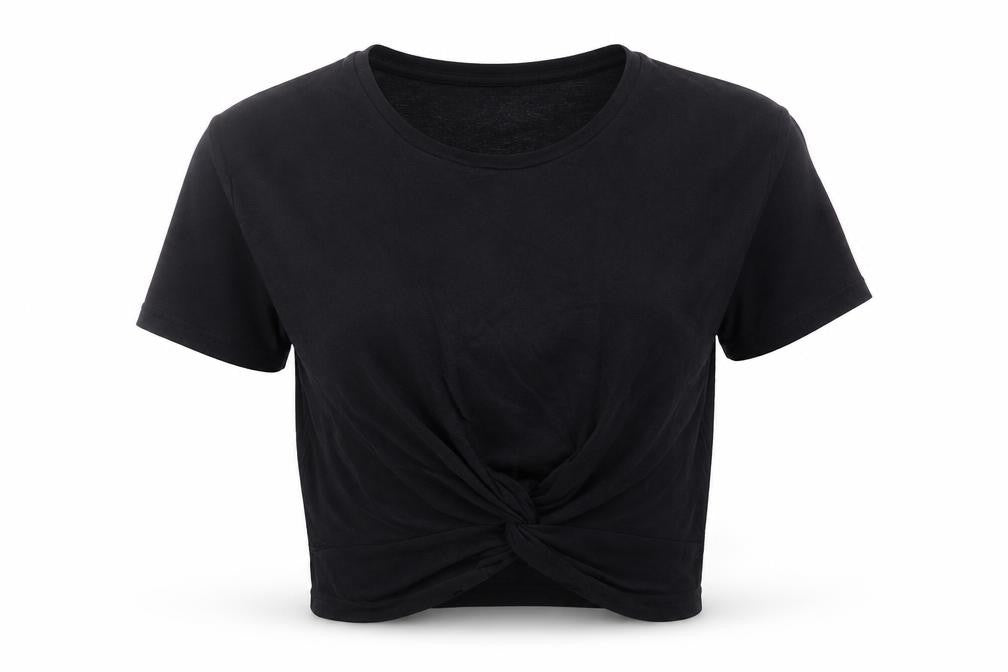 Womens UK Size 4 Primark Black Cropped T-Shirt