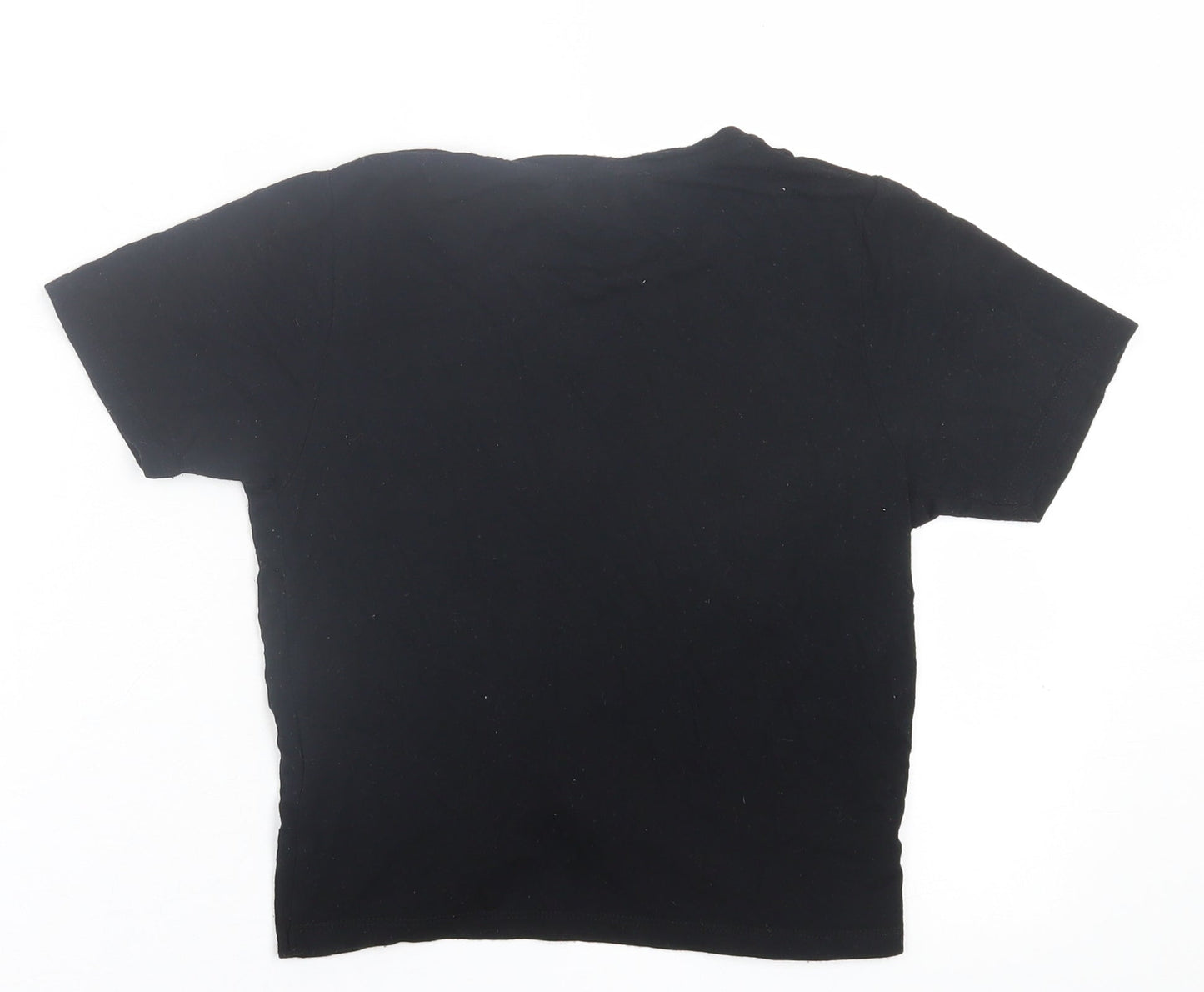 Primark Womens Black  Viscose Cropped T-Shirt Size 4 Crew Neck