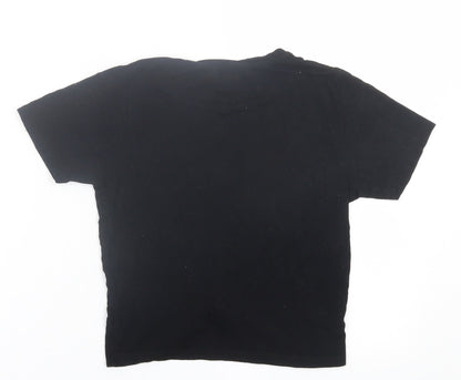 Primark Womens Black  Viscose Cropped T-Shirt Size 4 Crew Neck