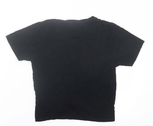 Primark Womens Black  Viscose Cropped T-Shirt Size 4 Crew Neck