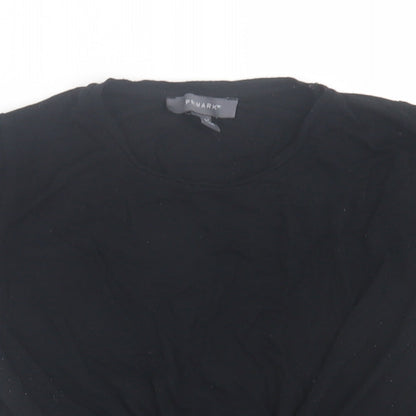Primark Womens Black  Viscose Cropped T-Shirt Size 4 Crew Neck