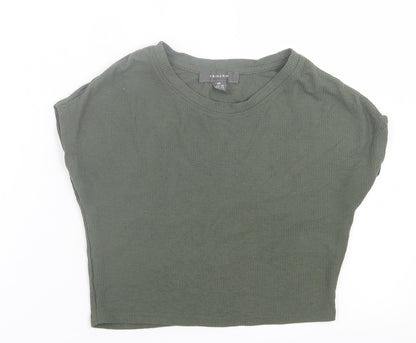 Primark Womens Green  Polyester Cropped T-Shirt Size 6 Crew Neck