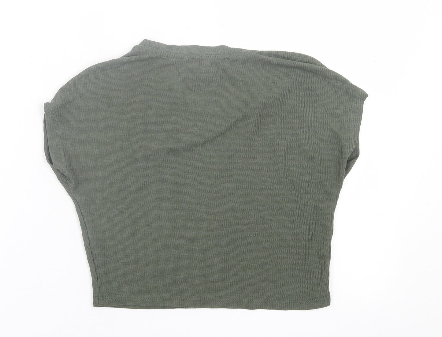 Primark Womens Green  Polyester Cropped T-Shirt Size 6 Crew Neck