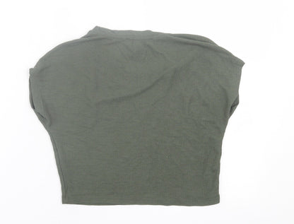 Primark Womens Green  Polyester Cropped T-Shirt Size 6 Crew Neck