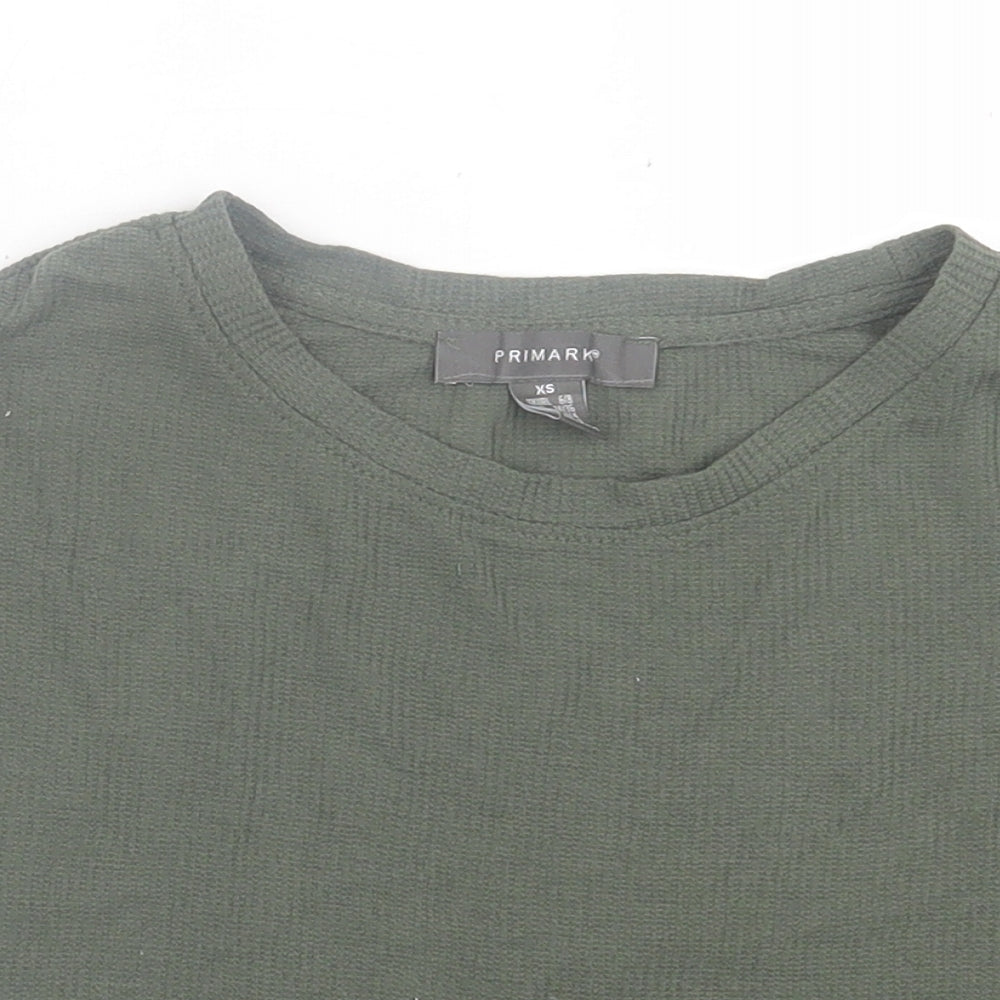 Primark Womens Green  Polyester Cropped T-Shirt Size 6 Crew Neck